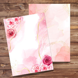 Blanco uitnodiging 5 x 7 Waterverf magenta roze Ro