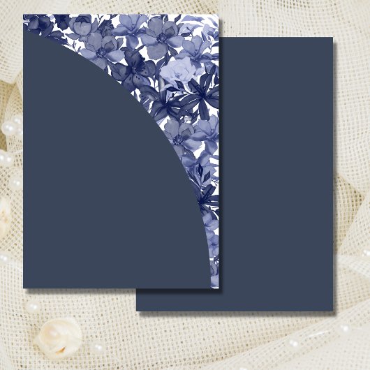 Blanco uitnodiging DIY Arch Navy Blue Floral