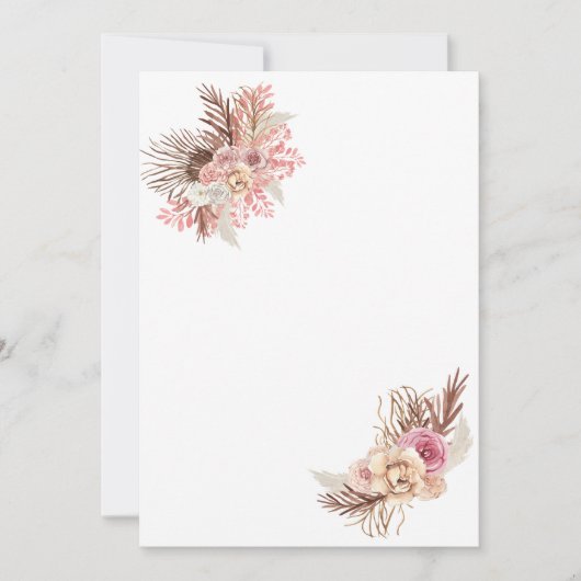 Blanco uitnodiging DIY Boho Dusty Roos Bloemen (Voorkant)