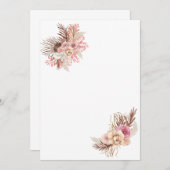 Blanco uitnodiging DIY Boho Dusty Roos Bloemen (Voorkant / Achterkant)