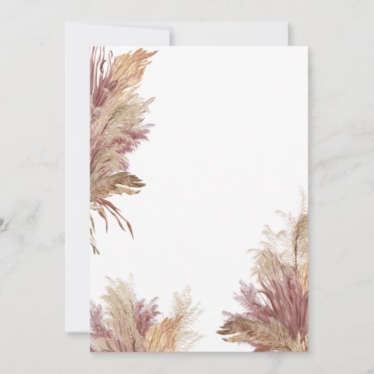 Blanco uitnodiging DIY Pampas Grass Donker Mauve R (Voorkant)
