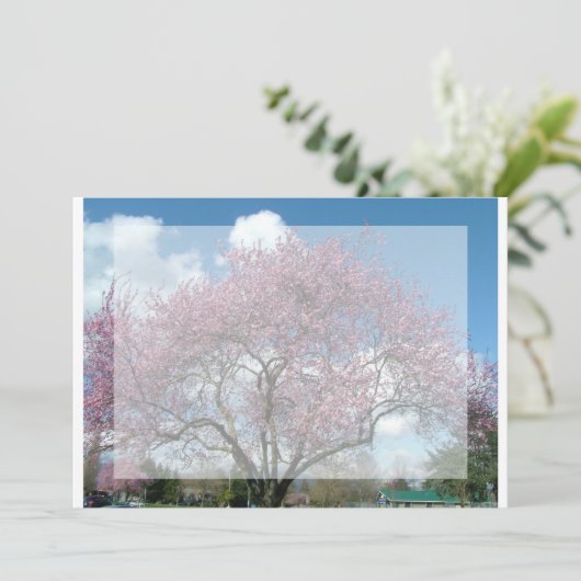 blanco uitnodiging, kersenbloesem kaart (Staand voorkant)