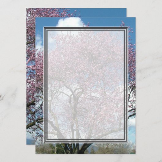 blanco uitnodiging, kersenbloesem kaart (Voorkant / Achterkant)
