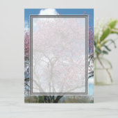 blanco uitnodiging, kersenbloesem kaart (Staand voorkant)