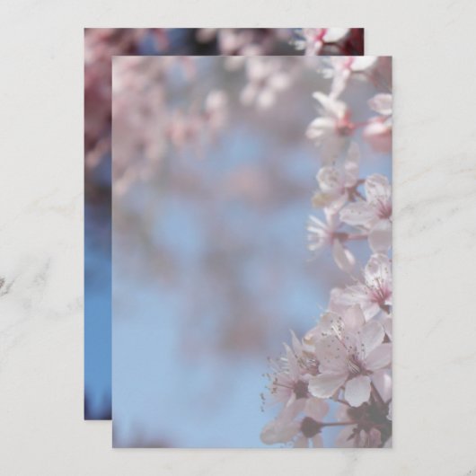 blanco uitnodiging, kersenbloesem kaart (Voorkant / Achterkant)