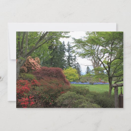 Blanco uitnodiging met prachtige tuinfoto (Voorkant)