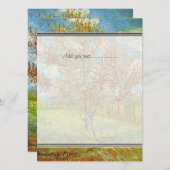 blanco uitnodiging, roze roze bleekboom in bloesem kaart (Voorkant / Achterkant)