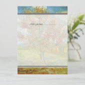 blanco uitnodiging, roze roze bleekboom in bloesem kaart (Staand voorkant)