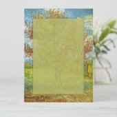 blanco uitnodiging, roze roze bleekboom in bloesem kaart (Staand voorkant)