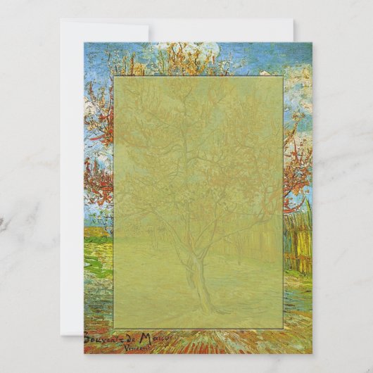 blanco uitnodiging, roze roze bleekboom in bloesem kaart (Voorkant)