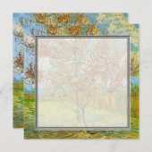 blanco uitnodiging, roze roze bleekboom in bloesem kaart (Voorkant / Achterkant)