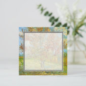 blanco uitnodiging, roze roze bleekboom in bloesem kaart (Staand voorkant)