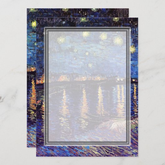 blanco uitnodiging, van Gogh starry avond Kaart (Voorkant / Achterkant)