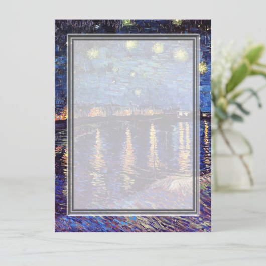 blanco uitnodiging, van Gogh starry avond Kaart (Staand voorkant)
