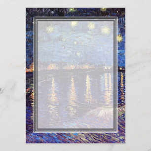 blanco uitnodiging, van Gogh starry avond Kaart