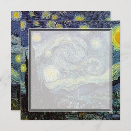 blanco uitnodiging, van Gogh starry avond Kaart (Voorkant / Achterkant)