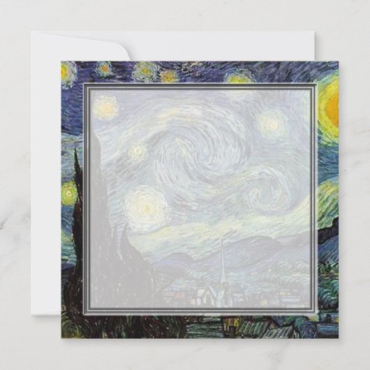 blanco uitnodiging, van Gogh starry avond Kaart (Voorkant)