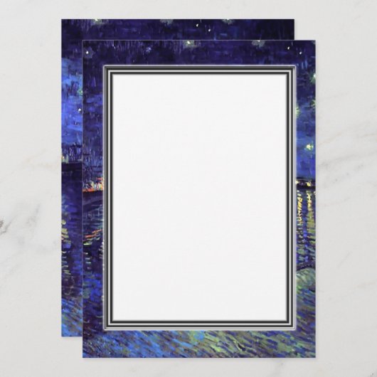 blanco uitnodiging, van Gogh starry avond Kaart (Voorkant / Achterkant)