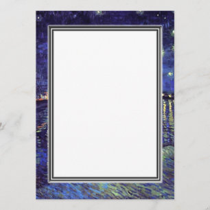blanco uitnodiging, van Gogh starry avond Kaart