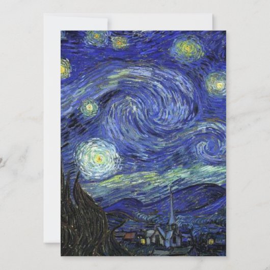 blanco uitnodiging, van Gogh starry avond Kaart (Achterkant)