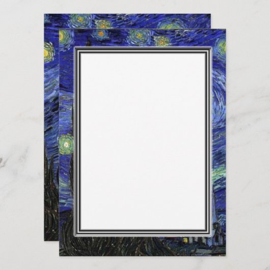 blanco uitnodiging, van Gogh starry avond Kaart (Voorkant / Achterkant)