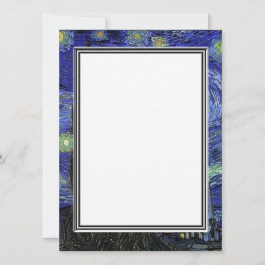 blanco uitnodiging, van Gogh starry avond Kaart (Voorkant)