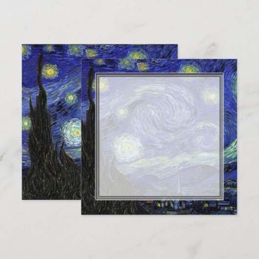 blanco uitnodiging, van Gogh starry avond Kaart (Voorkant / Achterkant)