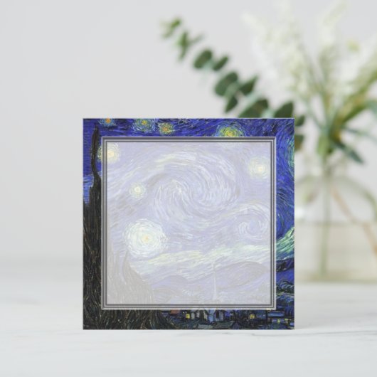 blanco uitnodiging, van Gogh starry avond Kaart (Staand voorkant)