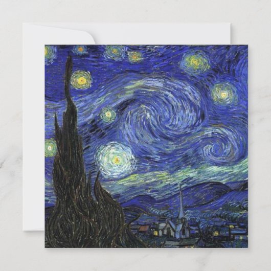 blanco uitnodiging, van Gogh starry avond Kaart (Achterkant)
