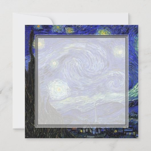 blanco uitnodiging, van Gogh starry avond Kaart (Voorkant)