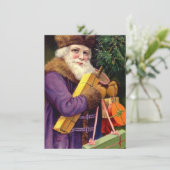 Blanco uitnodigingen  Woodland Santa Paars (Staand voorkant)