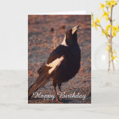 Blanco verjaardagskaart - Australian Magpie Kaart (Gele Bloem)