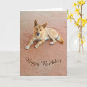 Blanco verjaardagskaart - dingo kaart (Gele Bloem)