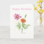 Blanco verjaardagskaart oktober geboorte bloemen kaart (Gele Bloem)