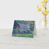 Blanco Viking Trail Cabin Notecard Kaart (Gele Bloem)