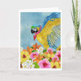 Blanco Waterverf blauw en goudvormig Wenskaart Kaart