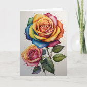 Blanco Waterverf Rozen Kaart (Voorkant)