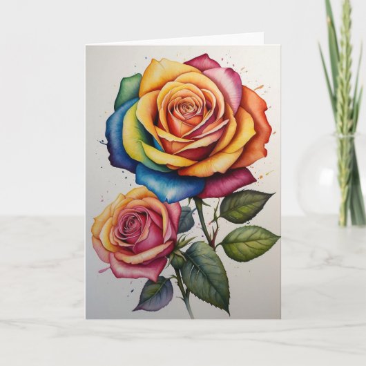 Blanco Waterverf Rozen Kaart (Voorkant)