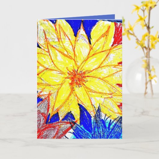 Blanco Wenskaart Kaart (Gele Bloem)