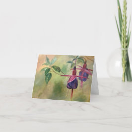 Blanco wenskaart met Fuchsia flower-ontwerp Bedankkaart