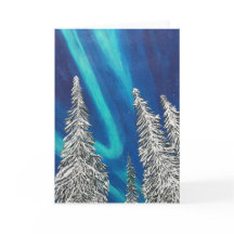 Blanco Wenskaart met noordelijke lampjes