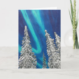 Blanco Wenskaart met noordelijke lampjes Feestdagen Kaart