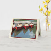 Blanco Wenskaart/Note Kaart, drie rode kano's Kaart (Gele Bloem)