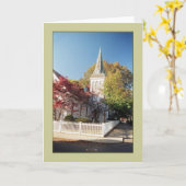 Blanco Wenskaart van de "Church w/White Picket Fen Kaart (Gele Bloem)