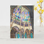 Blanco Wenskaart van Glas in lood Kaart (Gele Bloem)