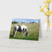 Blanco Wenskaart voor zwarte en witte paarden Kaart (Gele Bloem)