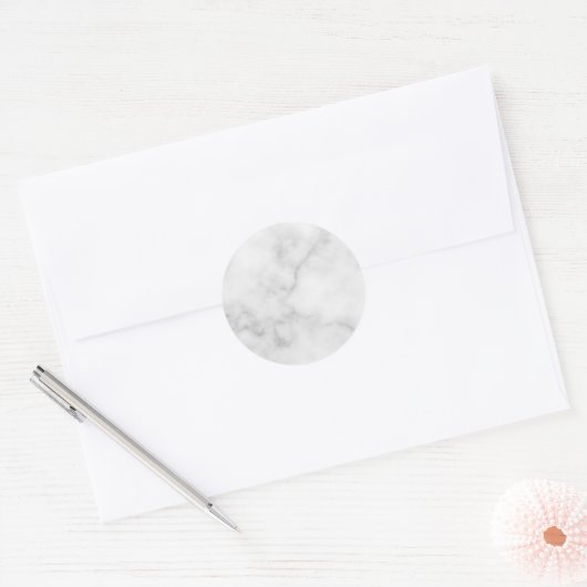Blanco witte marmer ronde sticker (Envelop)