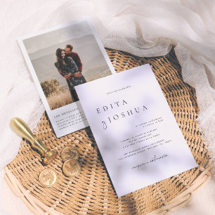 Blanco y Negro Código QR Invitación de Boda Kaart