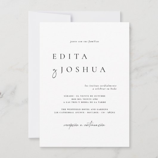 Blanco y Negro Código QR Invitación de Boda Kaart (Voorkant)