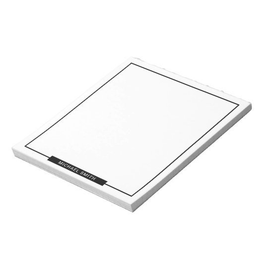 Blanco zwart en wit met aangepaste naam notitieblok (Linkerzijde)